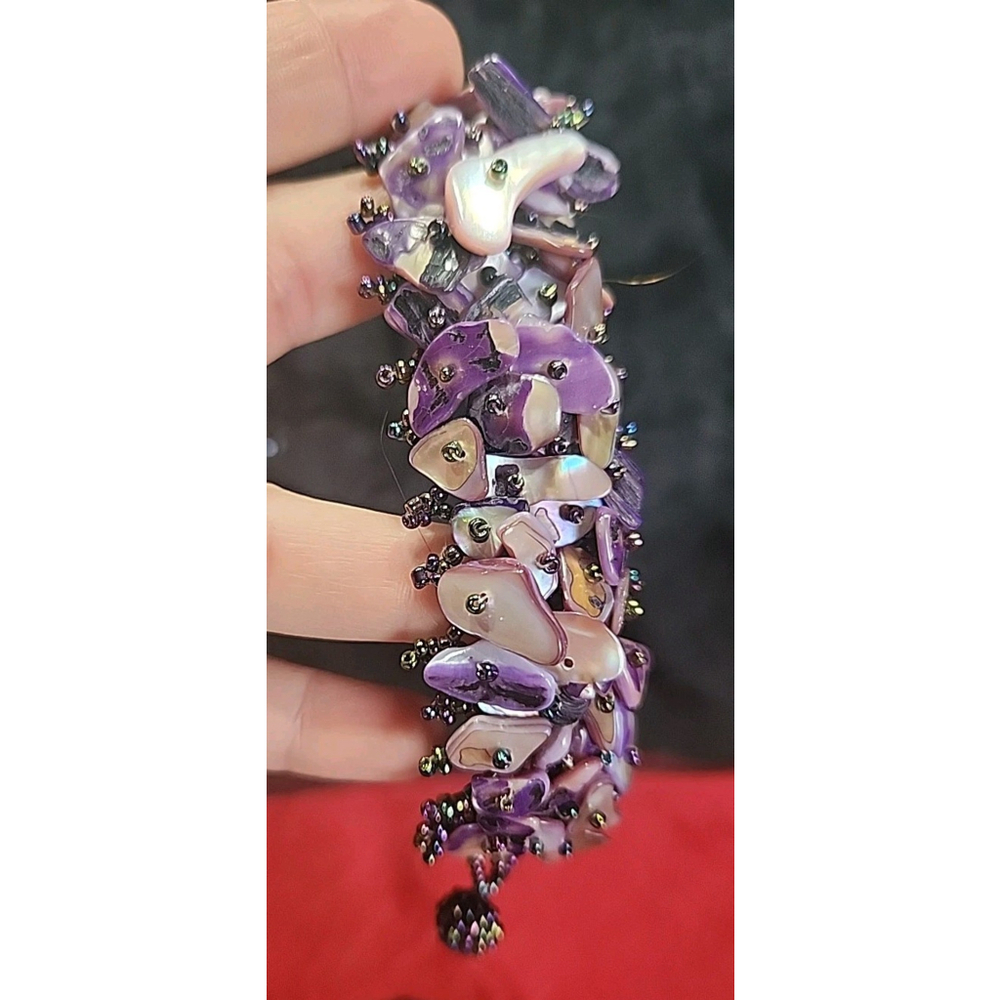 Handmade Beaded Mother Of Pearl Bracelet and Bird Earrings - Picture 5 of 7